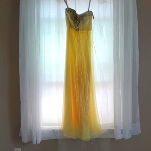 Yellow Formal Dress with Embellished Neckline
